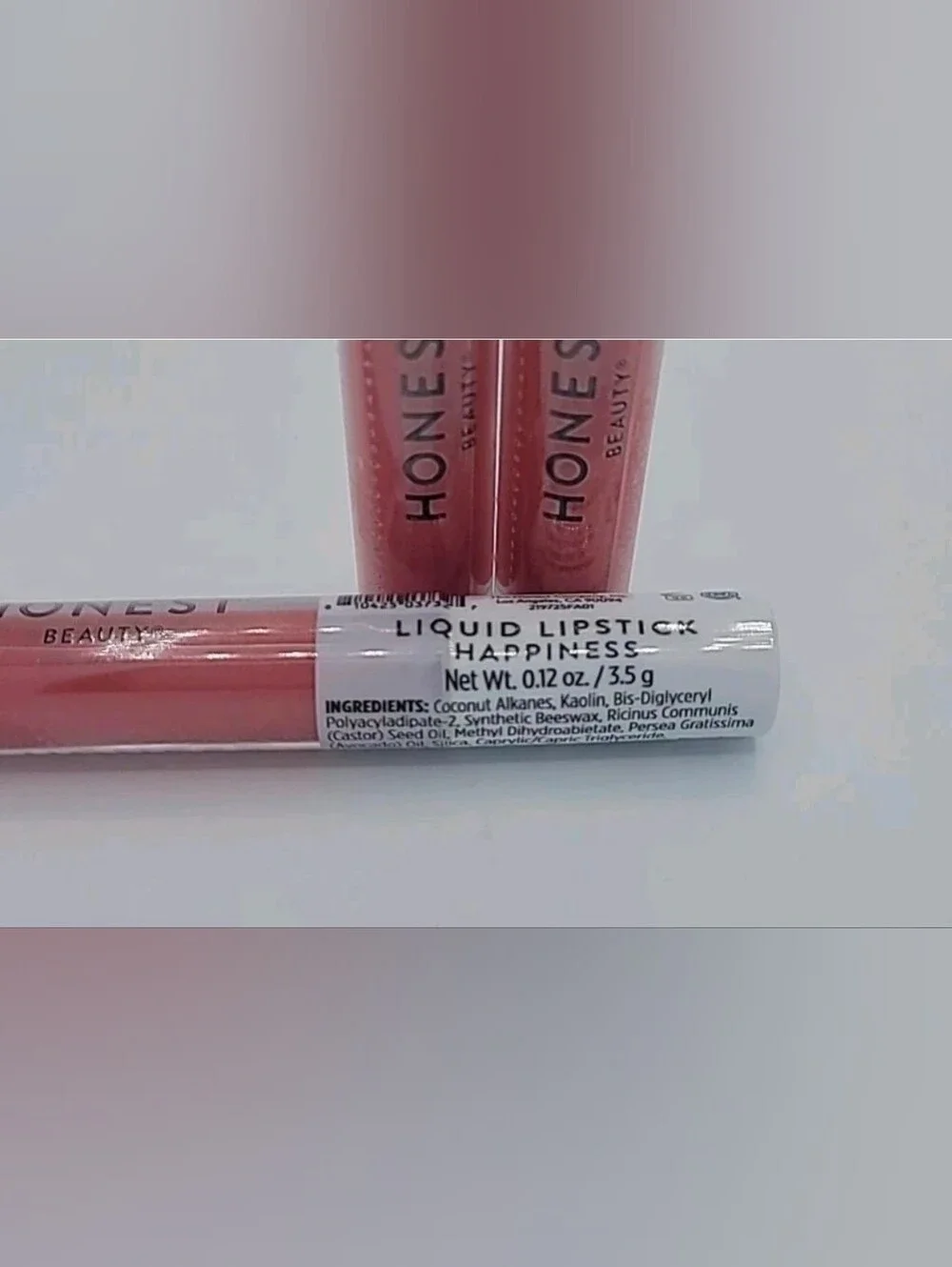 NEW 3x Honest Beauty Hydrating Liquid Lipstick Happiness 0.12 oz Each SEALED